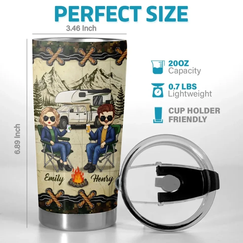 Home Is Where We Pitch Our Tent - Couple Personalized Custom Tumbler - Gift For Husband Wife, Camping Lovers 3 Home Is Where We Pitch Our Tent - Couple Personalized Custom Tumbler - Gift For Husband Wife, Camping Lovers - Image 3
