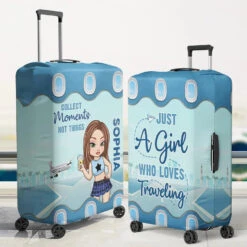 Travel Far, Live Fully - Travel Personalized Custom Luggage Cover - Summer Vacation Gift, Gift For Adventure Travel Lovers -Pawfect House Store 677cdc5096f2f