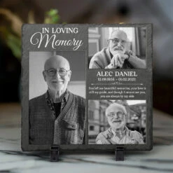 Custom Photo Your Love Is Still My Guide - Memorial Personalized Custom Square Shaped Stone With Stand - Sympathy Gift For Family Members