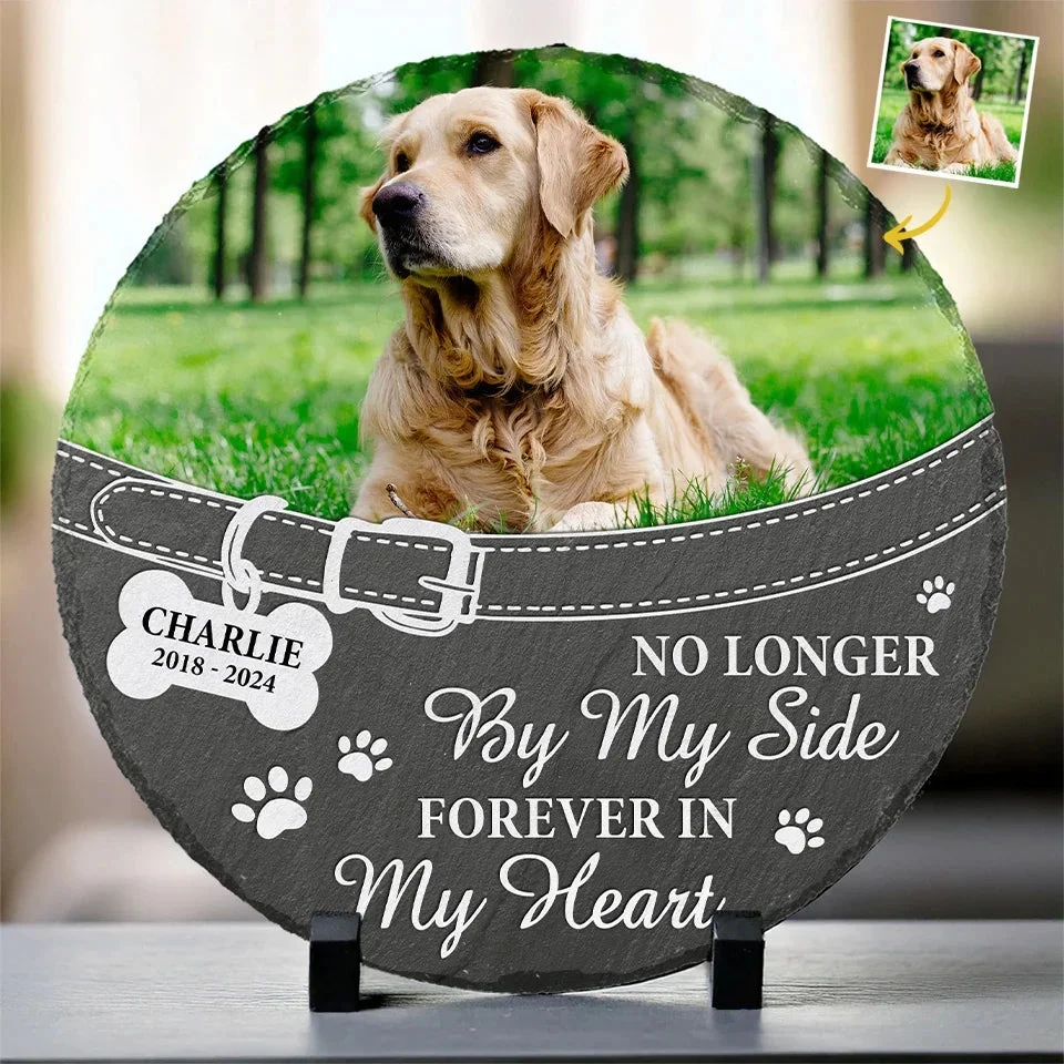 Custom Photo You Left Paw Prints On My Heart Forever - Memorial Personalized Custom Round Shaped Stone With Stand - Sympathy Gift For Pet Owners, Pet Lovers 1 Custom Photo You Left Paw Prints On My Heart Forever - Memorial Personalized Custom Round Shaped Stone With Stand - Sympathy Gift For Pet Owners, Pet Lovers