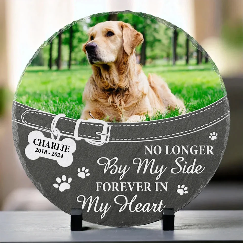 Custom Photo You Left Paw Prints On My Heart Forever - Memorial Personalized Custom Round Shaped Stone With Stand - Sympathy Gift For Pet Owners, Pet Lovers 2 Custom Photo You Left Paw Prints On My Heart Forever - Memorial Personalized Custom Round Shaped Stone With Stand - Sympathy Gift For Pet Owners, Pet Lovers - Image 2