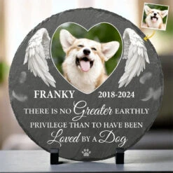 Custom Photo Your Spirit Will Always Remain With Me - Memorial Personalized Custom Round Shaped Stone With Stand - Sympathy Gift For Pet Owners, Pet Lovers