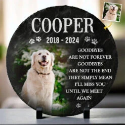 Custom Photo Cherished Friend, Faithful To The End - Memorial Personalized Custom Round Shaped Stone With Stand - Sympathy Gift For Pet Owners, Pet Lovers