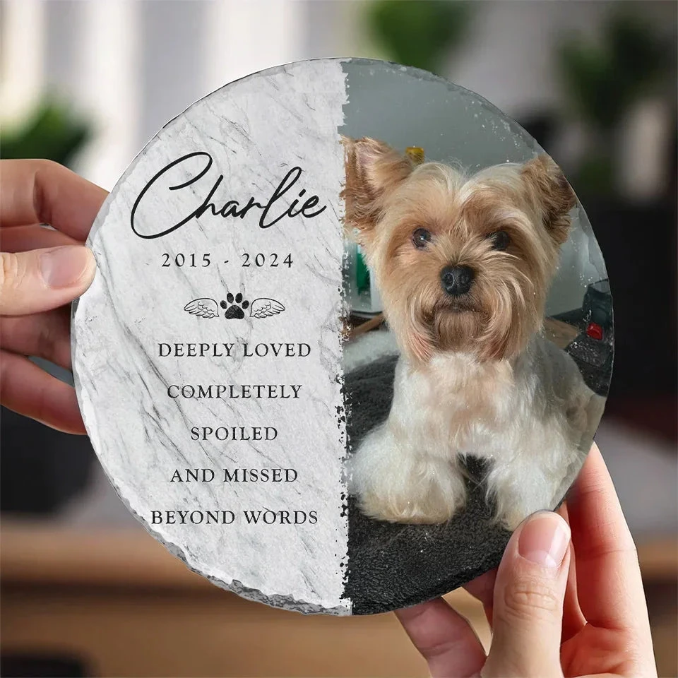 Custom Photo Deeply Loved And Missed Beyond Words - Memorial Personalized Custom Round Shaped Stone With Stand - Sympathy Gift For Pet Owners, Pet Lovers 4 Custom Photo Deeply Loved And Missed Beyond Words - Memorial Personalized Custom Round Shaped Stone With Stand - Sympathy Gift For Pet Owners, Pet Lovers - Image 4