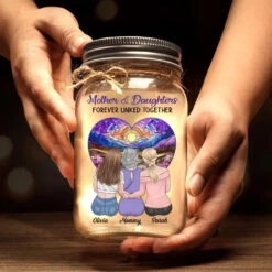 Daughters Are The Heart Of Their Mothers - Family Personalized Custom Mason Jar Light - Gift For Mom, Daughter -Pawfect House Store 677de776c5725