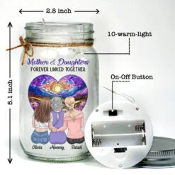 Daughters Are The Heart Of Their Mothers - Family Personalized Custom Mason Jar Light - Gift For Mom, Daughter -Pawfect House Store 677de7817ece5