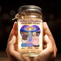 Daughters Are The Heart Of Their Mothers - Family Personalized Custom Mason Jar Light - Gift For Mom, Daughter -Pawfect House Store 677de785761d4