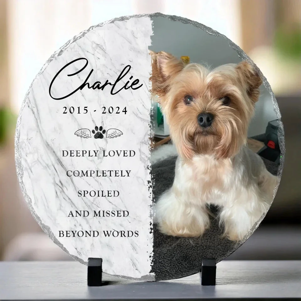 Custom Photo Deeply Loved And Missed Beyond Words - Memorial Personalized Custom Round Shaped Stone With Stand - Sympathy Gift For Pet Owners, Pet Lovers 2 Custom Photo Deeply Loved And Missed Beyond Words - Memorial Personalized Custom Round Shaped Stone With Stand - Sympathy Gift For Pet Owners, Pet Lovers - Image 2