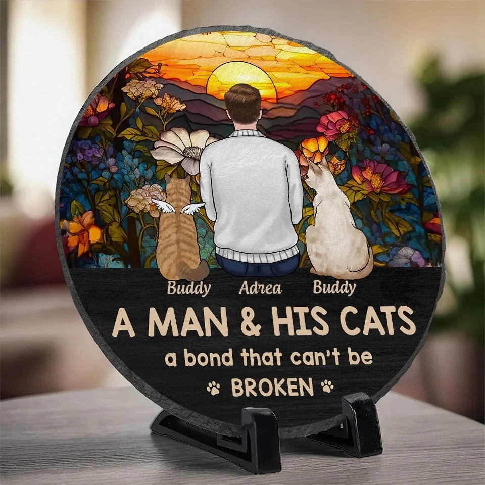 Just A Girl And Her Cat, A Bond That Can't Be Broken - Memorial Personalized Custom Round Shaped Stone With Stand - Sympathy Gift For Pet Owners, Pet Lovers 3 Just A Girl And Her Cat, A Bond That Can't Be Broken - Memorial Personalized Custom Round Shaped Stone With Stand - Sympathy Gift For Pet Owners, Pet Lovers - Image 3