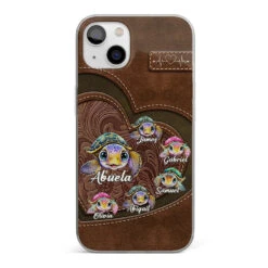 A Turtle Carries Its Home, Grandma Carries Generations Of Love - Family Personalized Custom Clear Phone Case - Gift For Mom, Grandma