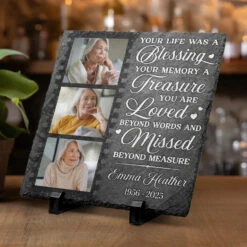 Custom Photo Remembering Our Love That Guides Us Forever - Memorial Personalized Custom Square Shaped Stone With Stand - Sympathy Gift For Family Members -Pawfect House Store 677e37a46a24b