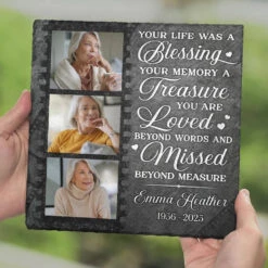 Custom Photo Remembering Our Love That Guides Us Forever - Memorial Personalized Custom Square Shaped Stone With Stand - Sympathy Gift For Family Members -Pawfect House Store 677e37a83f879