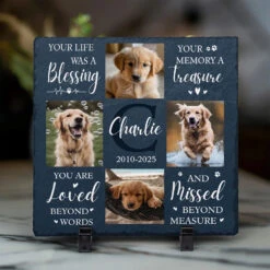 Custom Photo Sweet Reminders Of The Moments We Shared - Memorial Personalized Custom Square Shaped Stone With Stand - Sympathy Gift For Pet Owners, Pet Lovers