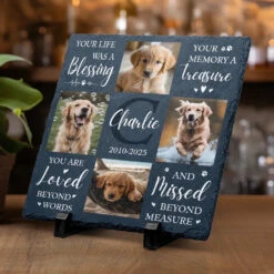 Custom Photo Sweet Reminders Of The Moments We Shared - Memorial Personalized Custom Square Shaped Stone With Stand - Sympathy Gift For Pet Owners, Pet Lovers -Pawfect House Store 677e4d4f731f5