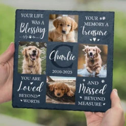 Custom Photo Sweet Reminders Of The Moments We Shared - Memorial Personalized Custom Square Shaped Stone With Stand - Sympathy Gift For Pet Owners, Pet Lovers -Pawfect House Store 677e4d540f636