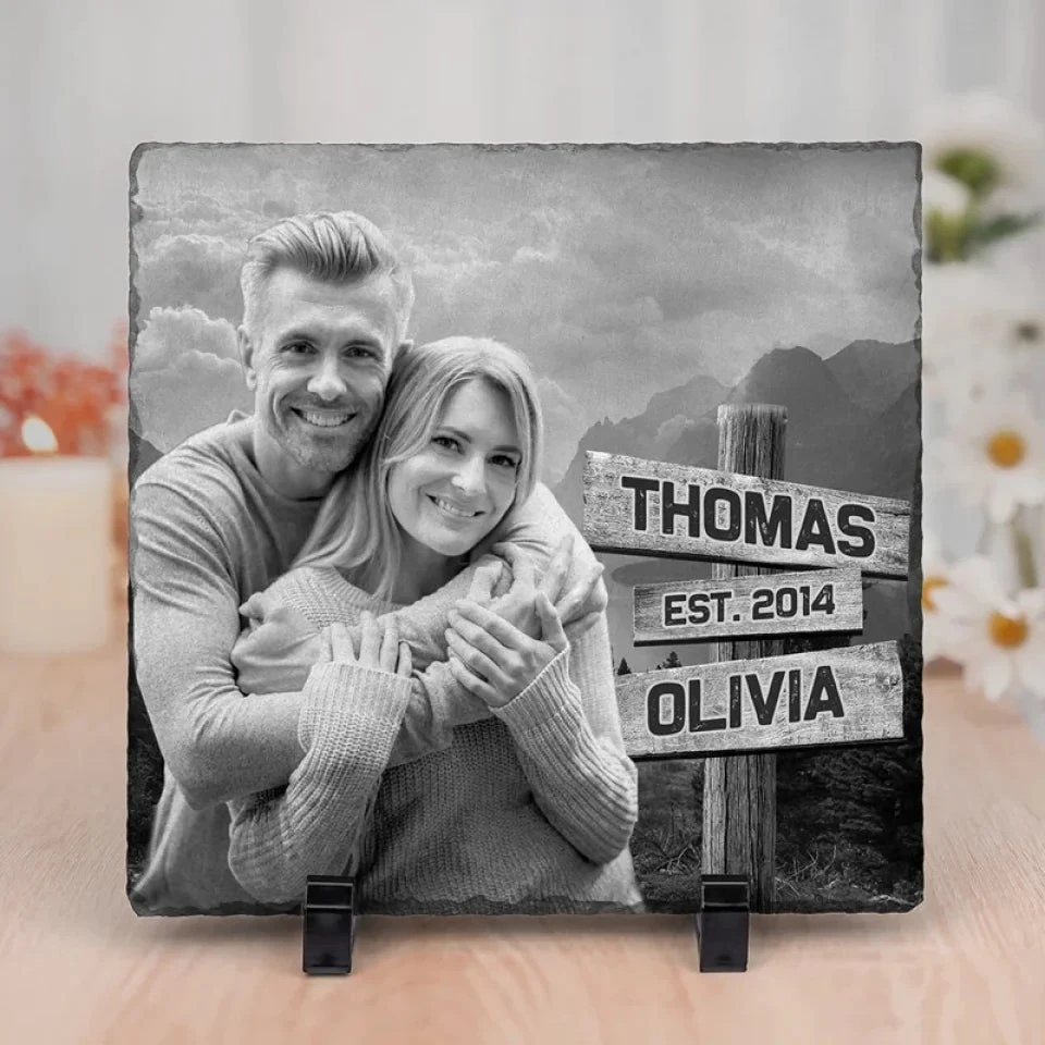 Custom Photo We Create A Beautiful Story - Couple Personalized Custom Square Shaped Stone With Stand - Gift For Husband Wife, Anniversary 1 Custom Photo We Create A Beautiful Story - Couple Personalized Custom Square Shaped Stone With Stand - Gift For Husband Wife, Anniversary