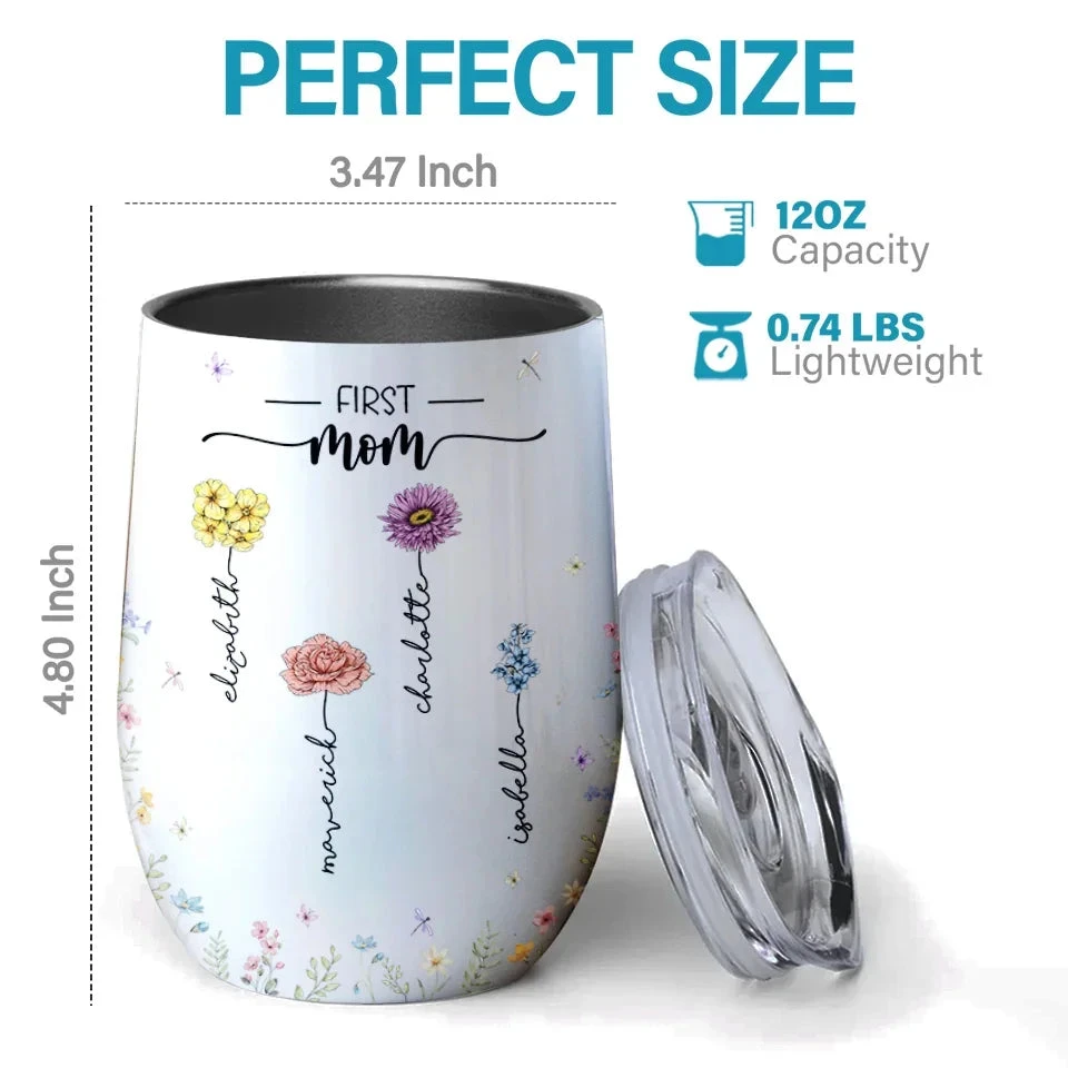First Mum, Now Nanny - Family Personalized Custom Wine Tumbler - Gift For Mom, Grandma 4 First Mum, Now Nanny - Family Personalized Custom Wine Tumbler - Gift For Mom, Grandma - Image 4