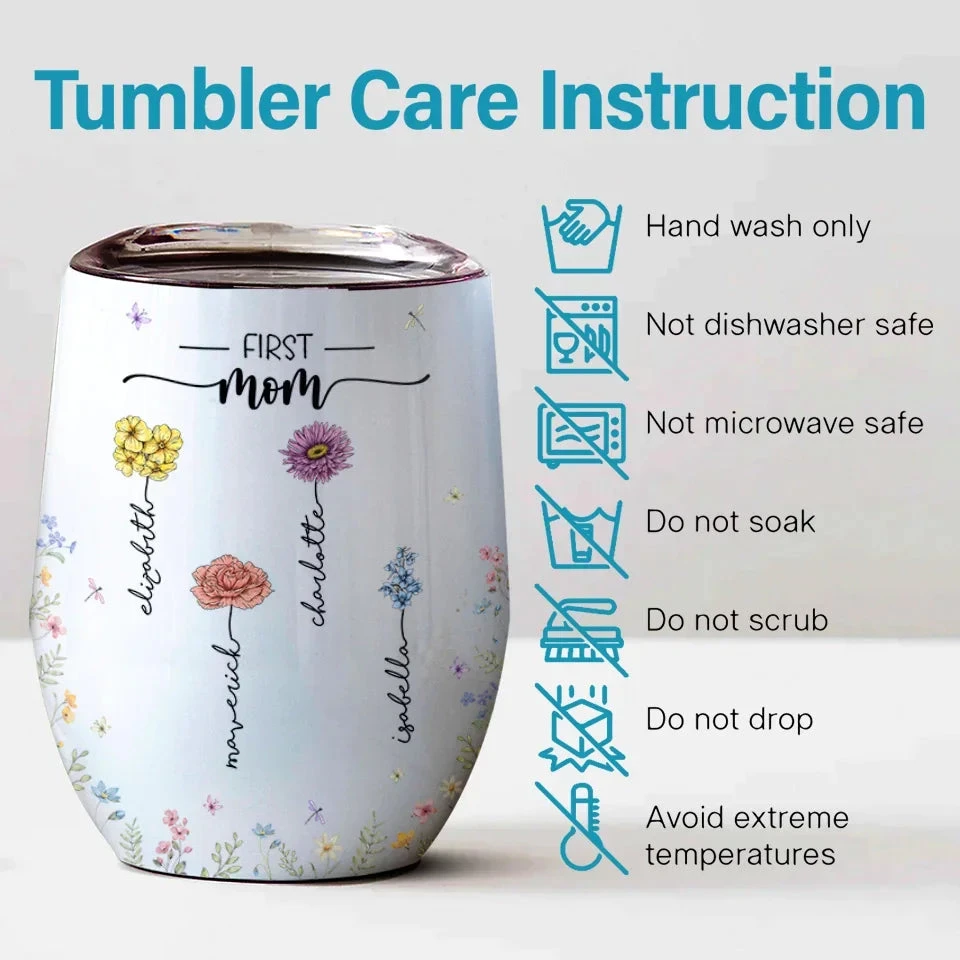 First Mum, Now Nanny - Family Personalized Custom Wine Tumbler - Gift For Mom, Grandma 5 First Mum, Now Nanny - Family Personalized Custom Wine Tumbler - Gift For Mom, Grandma - Image 5