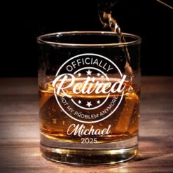 Not My Problem Anymore - Coworker Personalized Custom Whiskey Glass - Appreciation, Retirement Gift For Coworkers, Work Friends, Colleagues