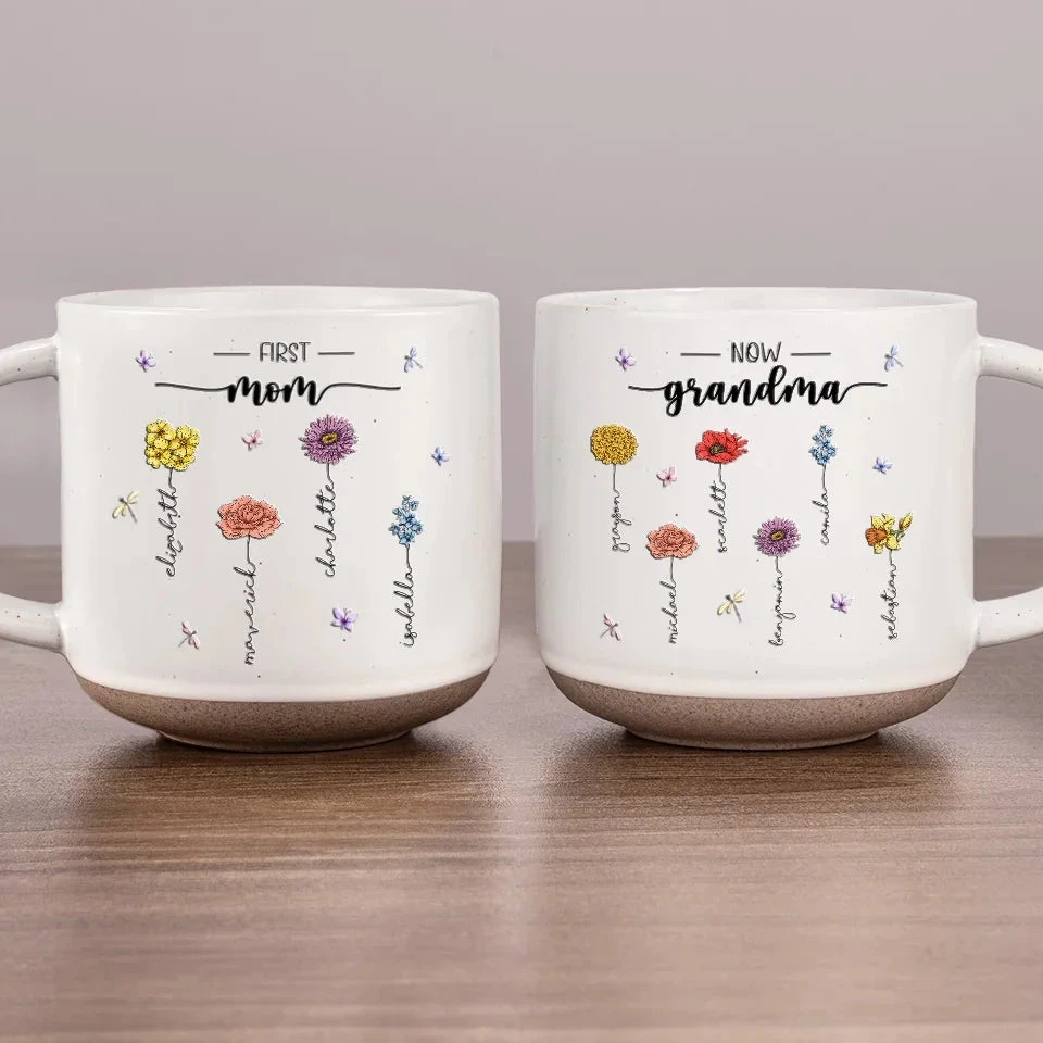 First Mom, Now Grandma - Family Personalized Custom Printed Pottery Mug - Gift For Mom, Grandma 1 First Mom, Now Grandma - Family Personalized Custom Printed Pottery Mug - Gift For Mom, Grandma