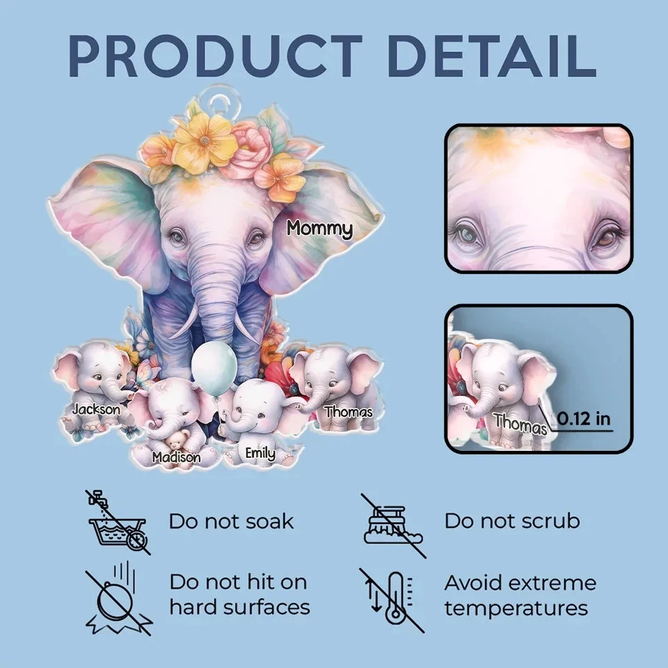 Grandma’s Love Stands Tall And Unwavering, Just Like An Elephant - Family Personalized Custom Car Ornament - Acrylic Custom Shaped - Gift For Mom, Grandma 5 Grandma’s Love Stands Tall And Unwavering, Just Like An Elephant - Family Personalized Custom Car Ornament - Acrylic Custom Shaped - Gift For Mom, Grandma - Image 5