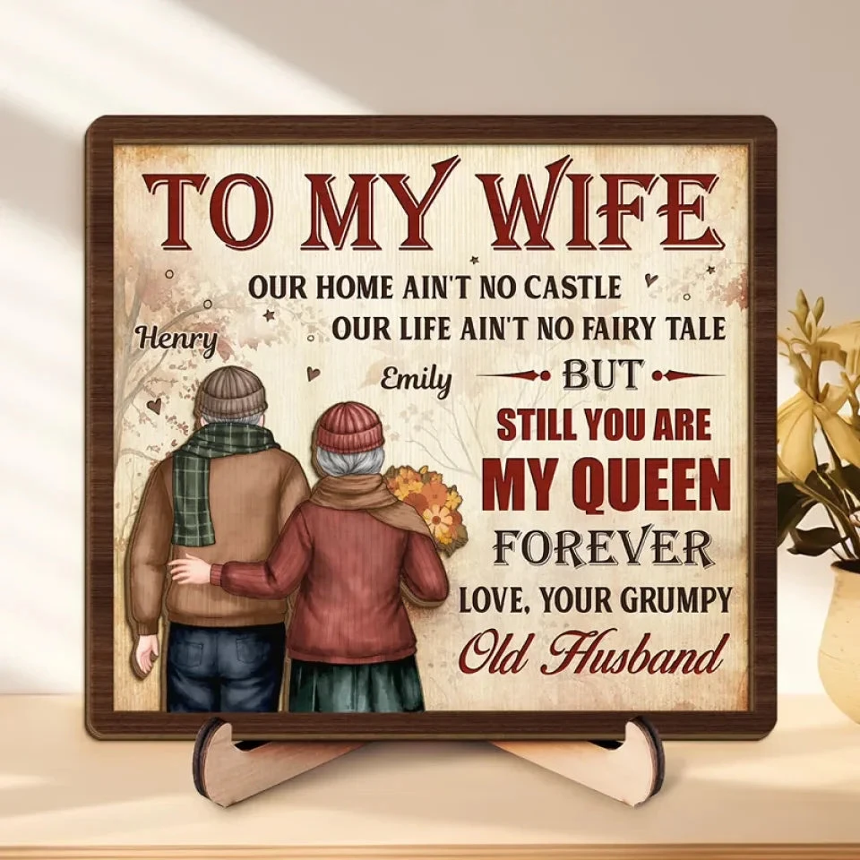 You Are My Queen Forever - Couple Personalized Custom 2-Layered Wooden Plaque With Stand - Gift For Husband Wife, Anniversary 1 You Are My Queen Forever - Couple Personalized Custom 2-Layered Wooden Plaque With Stand - Gift For Husband Wife, Anniversary