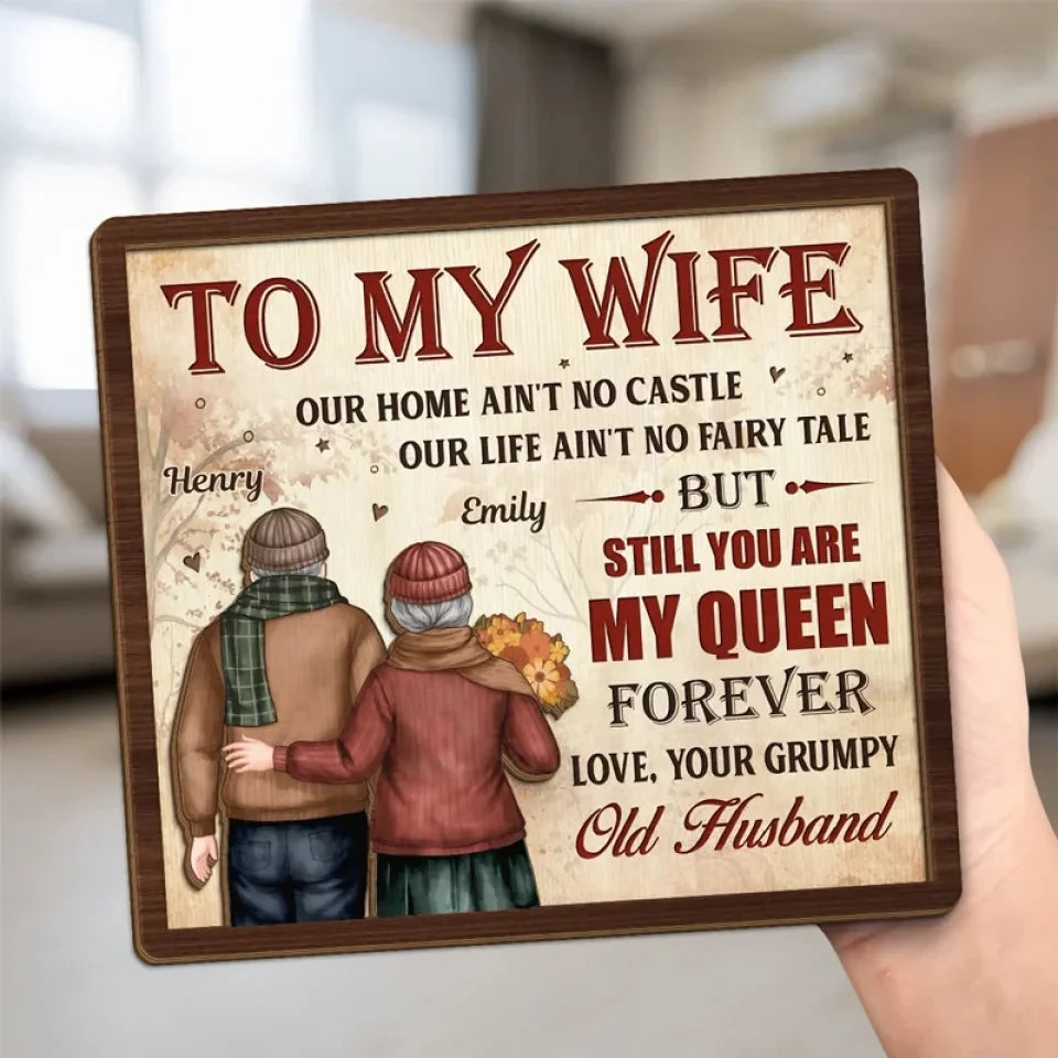 You Are My Queen Forever - Couple Personalized Custom 2-Layered Wooden Plaque With Stand - Gift For Husband Wife, Anniversary 5 You Are My Queen Forever - Couple Personalized Custom 2-Layered Wooden Plaque With Stand - Gift For Husband Wife, Anniversary - Image 5