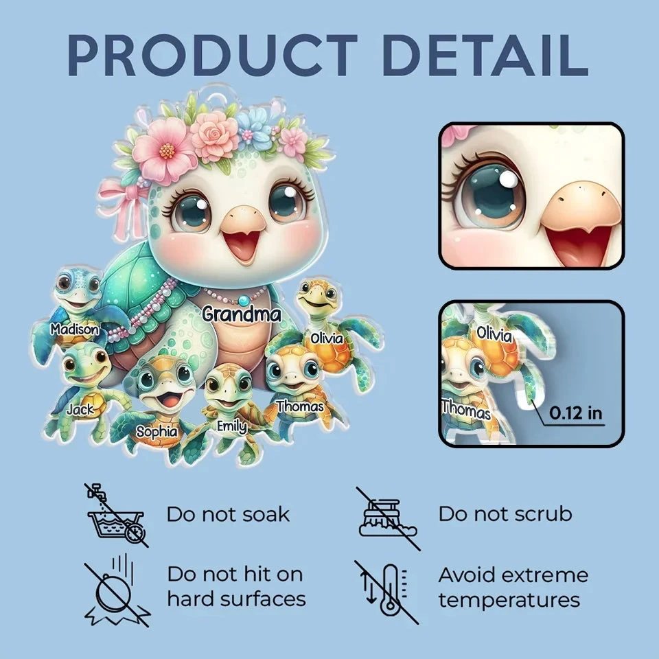 In Life’s Ocean, Mommy Is Our Turtle - Family Personalized Custom Car Ornament - Acrylic Custom Shaped - Gift For Mom, Grandma 5 In Life’s Ocean, Mommy Is Our Turtle - Family Personalized Custom Car Ornament - Acrylic Custom Shaped - Gift For Mom, Grandma - Image 5