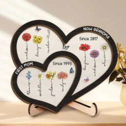 Two Generations Of Love - Family Personalized Custom 2-Layered Wooden Plaque With Stand - Gift For Mom, Grandma