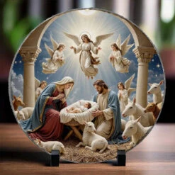 A Touching Way To Honor Family And Their Beliefs - Family Personalized Custom 3D Effect Printed Round Shaped Stone With Stand - Gift For Family Members