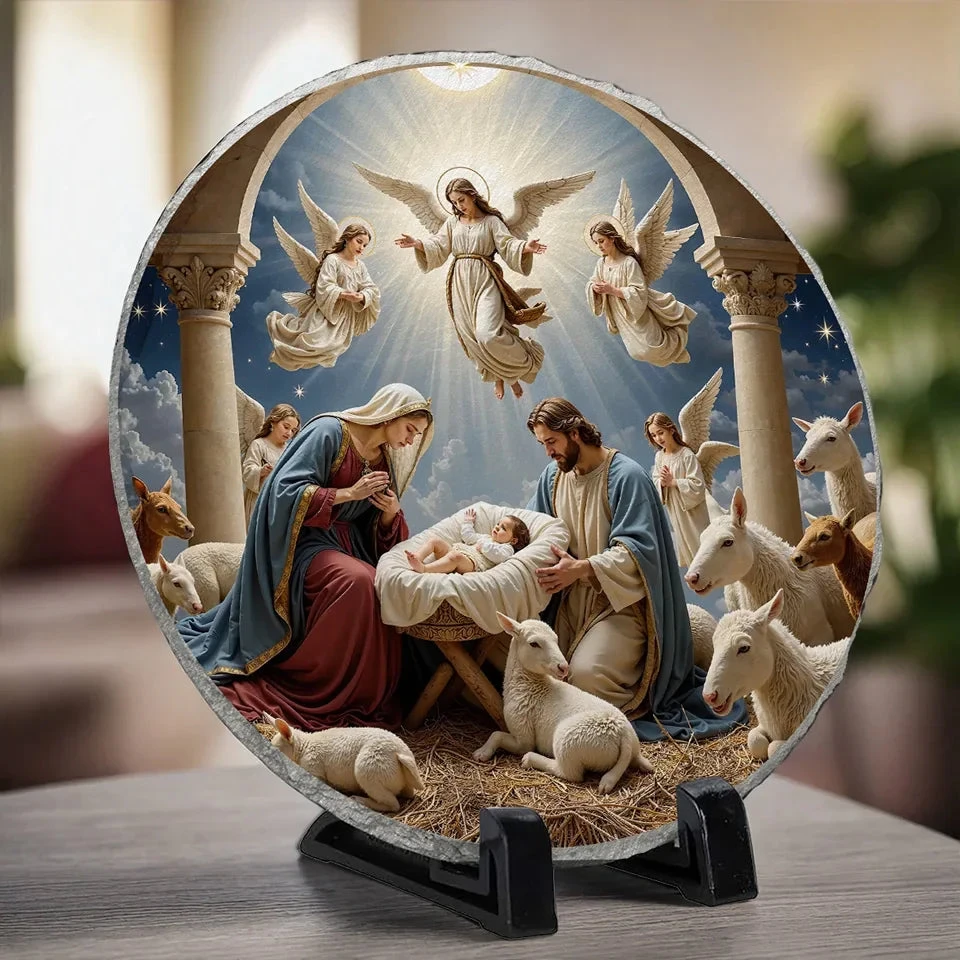 A Touching Way To Honor Family And Their Beliefs - Family Personalized Custom 3D Effect Printed Round Shaped Stone With Stand - Gift For Family Members 3 A Touching Way To Honor Family And Their Beliefs - Family Personalized Custom 3D Effect Printed Round Shaped Stone With Stand - Gift For Family Members - Image 3