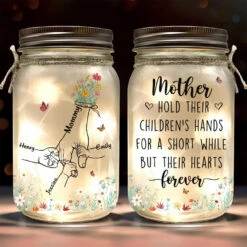 No Matter How Big We Get, We Will Always Reach For You - Family Personalized Custom Mason Jar Light - Gift For Mom, Grandma