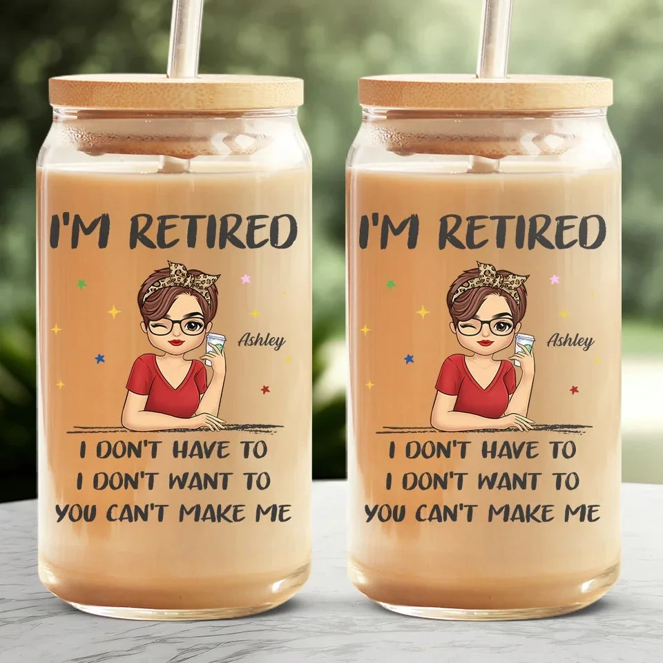 Retired, But Forever Inspired - Personalized Custom Glass Cup, Iced Coffee Cup - Appreciation, Retirement Gift For Coworkers, Work Friends, Colleagues, Family Members 3 Retired, But Forever Inspired - Personalized Custom Glass Cup, Iced Coffee Cup - Appreciation, Retirement Gift For Coworkers, Work Friends, Colleagues, Family Members - Image 3