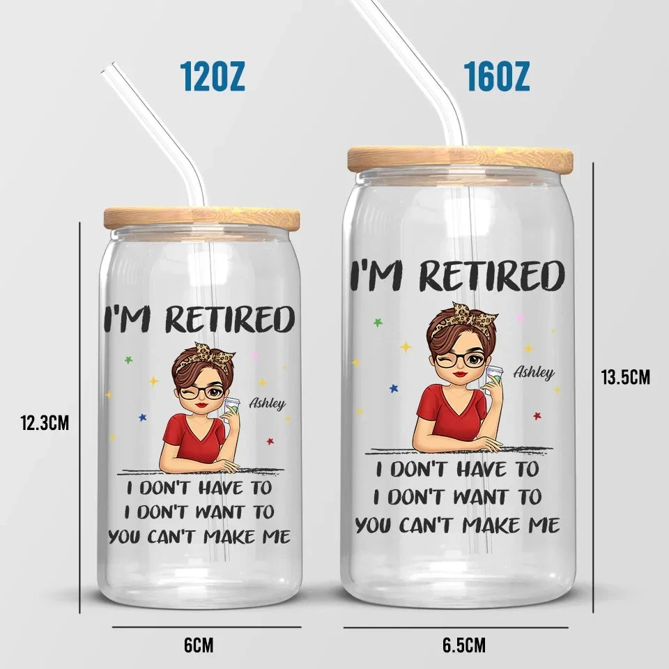 Retired, But Forever Inspired - Personalized Custom Glass Cup, Iced Coffee Cup - Appreciation, Retirement Gift For Coworkers, Work Friends, Colleagues, Family Members 5 Retired, But Forever Inspired - Personalized Custom Glass Cup, Iced Coffee Cup - Appreciation, Retirement Gift For Coworkers, Work Friends, Colleagues, Family Members - Image 5