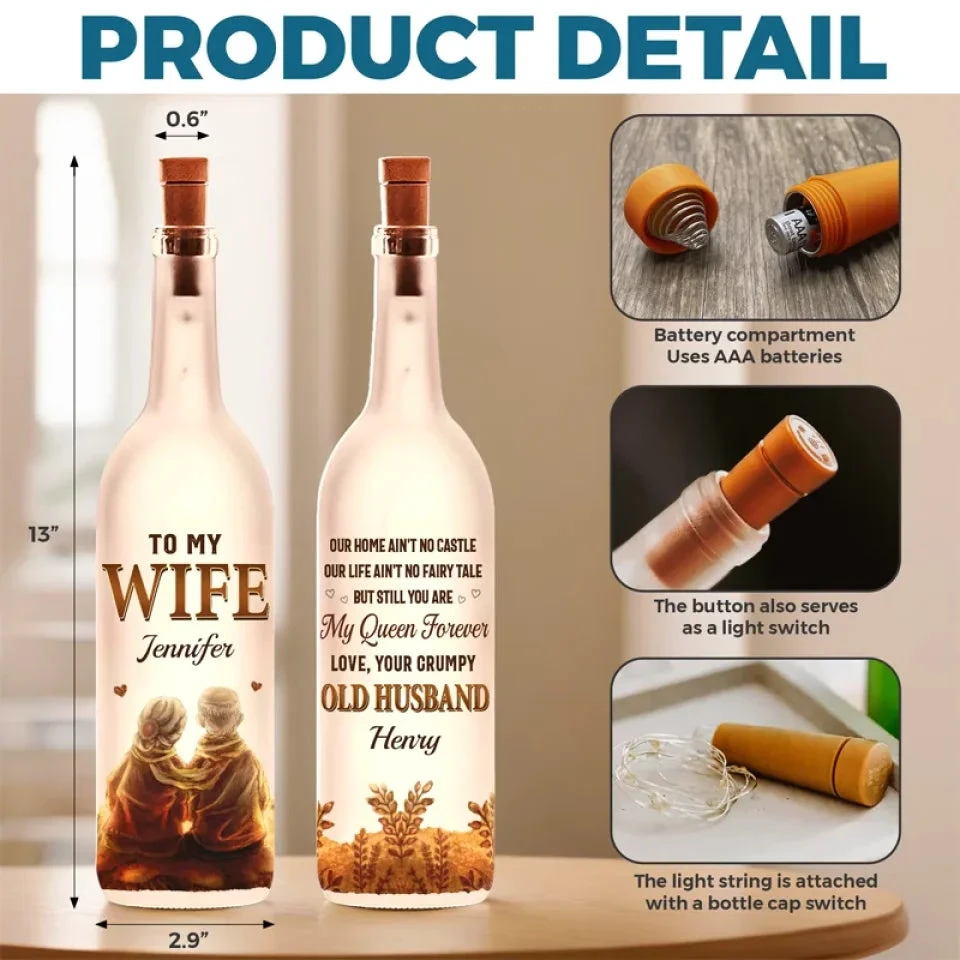 Forever Means Growing Old Hand In Hand - Couple Personalized Custom Bottle Lamp - Gift For Husband Wife, Anniversary 5 Forever Means Growing Old Hand In Hand - Couple Personalized Custom Bottle Lamp - Gift For Husband Wife, Anniversary - Image 5