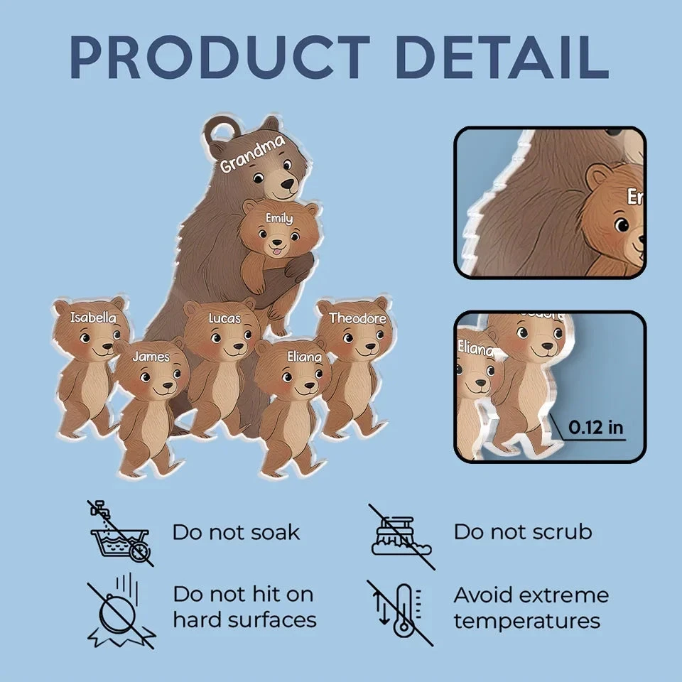 Grandma’s Heart Is Soft Like A Teddy Bear, Always Full Of Love - Family Personalized Custom Car Ornament - Acrylic Custom Shaped - Gift For Mom, Grandma 5 Grandma’s Heart Is Soft Like A Teddy Bear, Always Full Of Love - Family Personalized Custom Car Ornament - Acrylic Custom Shaped - Gift For Mom, Grandma - Image 5