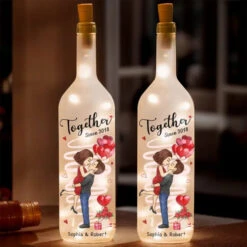With You, Together Feels Like Home - Couple Personalized Custom Bottle Lamp - Gift For Husband Wife, Anniversary