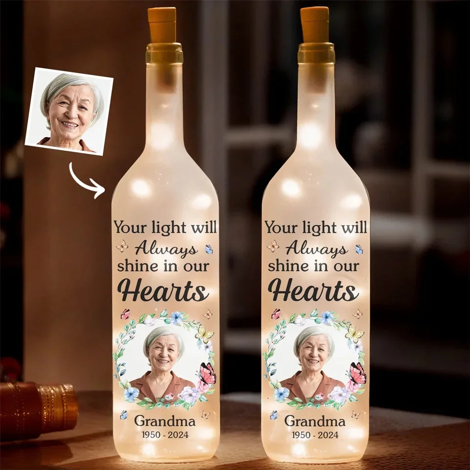 Custom Photo Memories Are Treasures That We Keep In Our Hearts - Memorial Personalized Custom Bottle Lamp - Sympathy Gift For Family Members 1 Custom Photo Memories Are Treasures That We Keep In Our Hearts - Memorial Personalized Custom Bottle Lamp - Sympathy Gift For Family Members