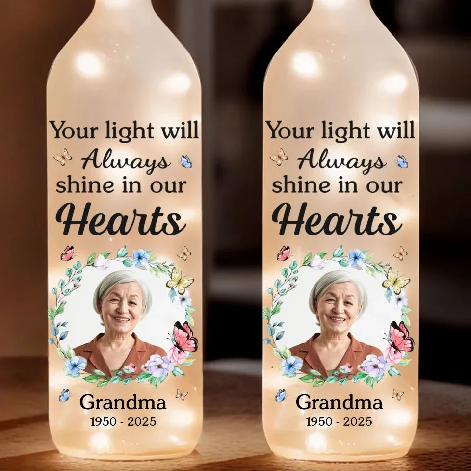 Custom Photo Memories Are Treasures That We Keep In Our Hearts - Memorial Personalized Custom Bottle Lamp - Sympathy Gift For Family Members 2 Custom Photo Memories Are Treasures That We Keep In Our Hearts - Memorial Personalized Custom Bottle Lamp - Sympathy Gift For Family Members - Image 2