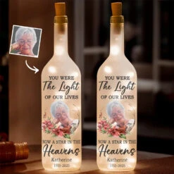 Custom Photo A Memory Is A Keepsake That We Carry With Us - Memorial Personalized Custom Bottle Lamp - Sympathy Gift For Family Members