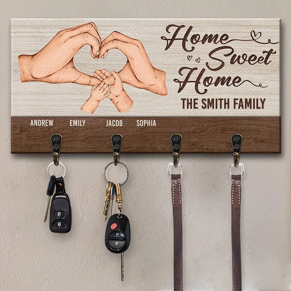 Home Is Where The Love Grows - Family Personalized Custom Home Decor Key Hanger, Key Holder - House Warming Gift For Family Members 1 Home Is Where The Love Grows - Family Personalized Custom Home Decor Key Hanger, Key Holder - House Warming Gift For Family Members