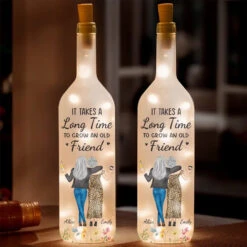 We Stick Together Like Glue - Bestie Personalized Custom Bottle Lamp - Gift For Best Friends, BFF, Sisters