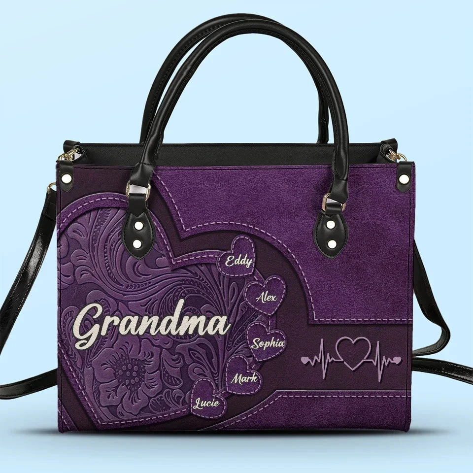 Grandmothers Are The Roots Of A Family Tree - Family Personalized Custom Leather Handbag - Gift For Mom, Grandma 1 Grandmothers Are The Roots Of A Family Tree - Family Personalized Custom Leather Handbag - Gift For Mom, Grandma