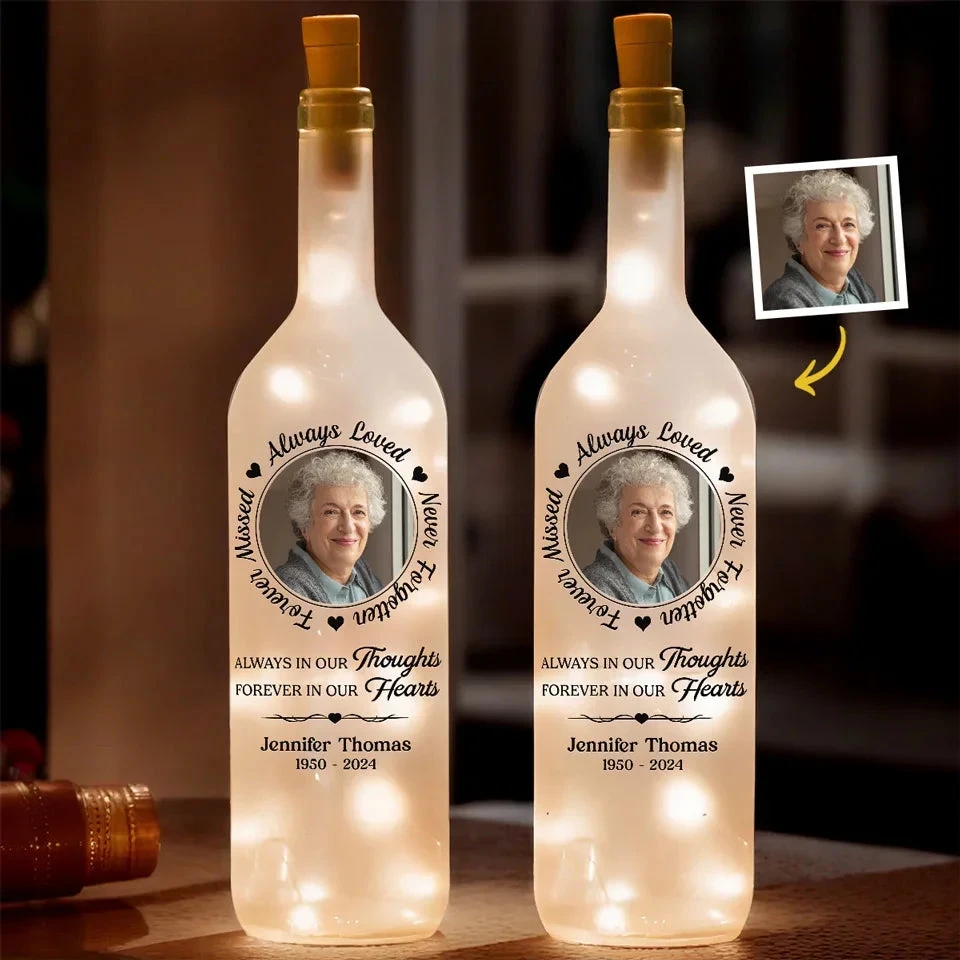 Custom Photo You Are Always Loved And Never Forgotten - Memorial Personalized Custom Bottle Lamp - Sympathy Gift For Family Members 1 Custom Photo You Are Always Loved And Never Forgotten - Memorial Personalized Custom Bottle Lamp - Sympathy Gift For Family Members
