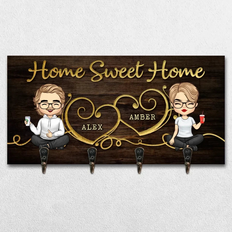 Home Is Where The Heart Is - Family Personalized Custom Home Decor Key Hanger, Key Holder - House Warming Gift For Family Members, Pet Owners, Pet Lovers 2 Home Is Where The Heart Is - Family Personalized Custom Home Decor Key Hanger, Key Holder - House Warming Gift For Family Members, Pet Owners, Pet Lovers - Image 2