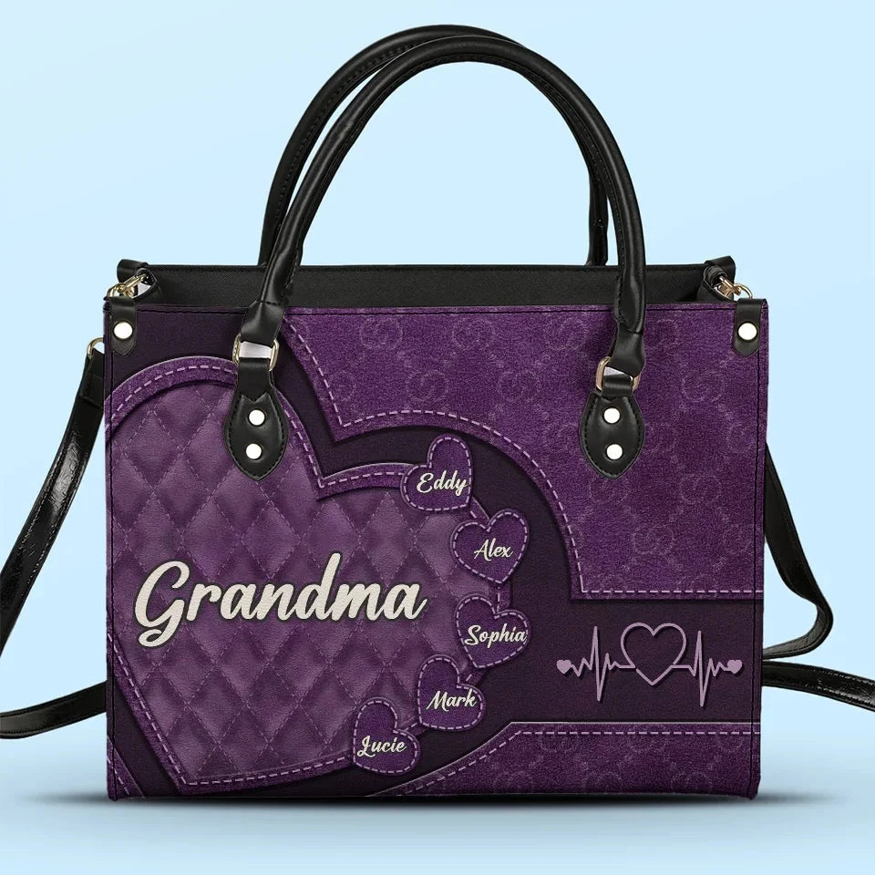 Grandma’s Love Is Endless - Family Personalized Custom Leather Handbag - Gift For Mom, Grandma 1 Grandma’s Love Is Endless - Family Personalized Custom Leather Handbag - Gift For Mom, Grandma