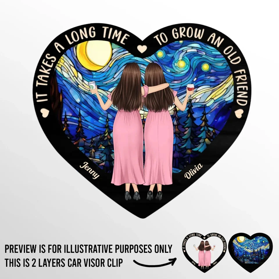 It Takes A Long Time To Grow An Old Friend - Bestie Personalized Custom Car Visor Clip - Gift For Best Friends, BFF, Sisters 2 It Takes A Long Time To Grow An Old Friend - Bestie Personalized Custom Car Visor Clip - Gift For Best Friends, BFF, Sisters - Image 2