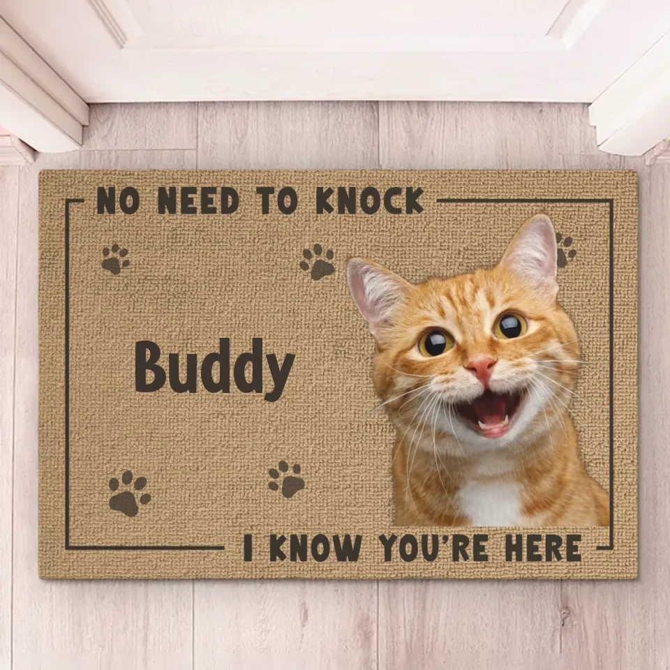 Custom Photo No Need To Knock - Dog & Cat Personalized Custom Home Decor Decorative Mat - House Warming Gift For Pet Owners, Pet Lovers 2 Custom Photo No Need To Knock - Dog & Cat Personalized Custom Home Decor Decorative Mat - House Warming Gift For Pet Owners, Pet Lovers - Image 2