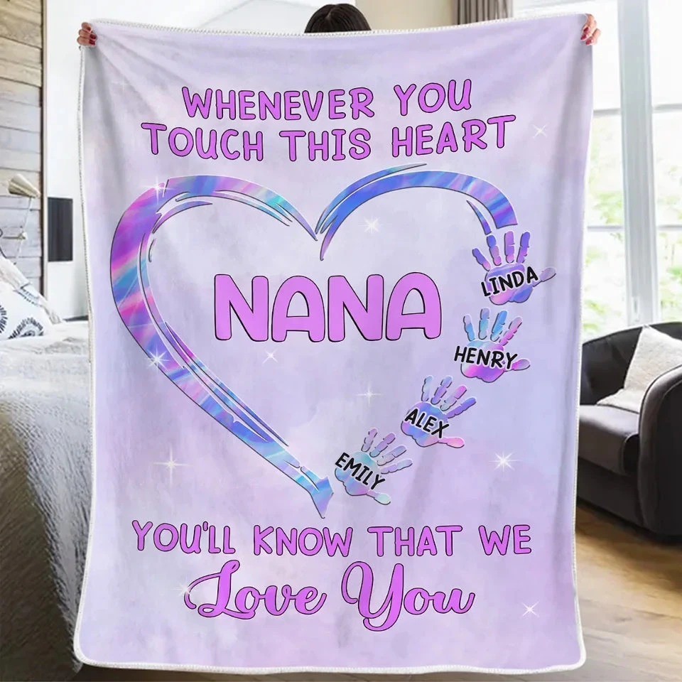Whenever You Touch This Heart - Family Personalized Custom Blanket - Gift For Mom, Grandma 4 Whenever You Touch This Heart - Family Personalized Custom Blanket - Gift For Mom, Grandma - Image 4