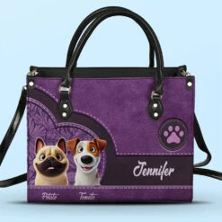 My Pet, My Heart - Dog Personalized Custom Leather Handbag - Gift For Pet Owners, Pet Lovers